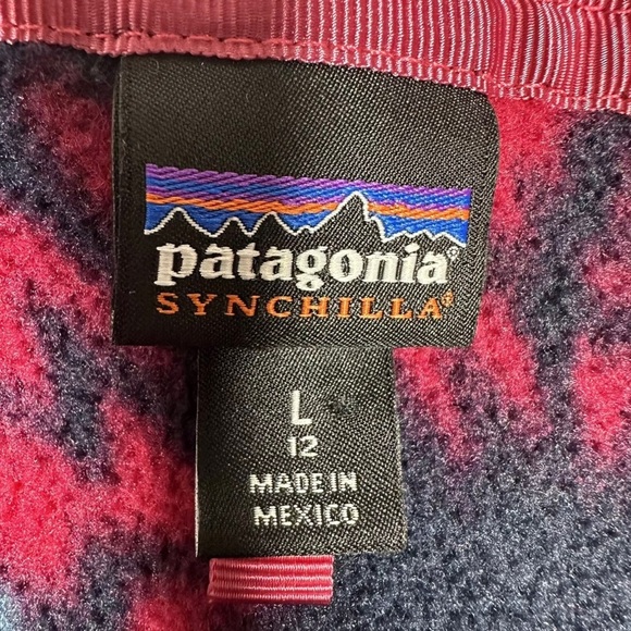 Patagonia Girls' Lightweight Synchilla® Snap-T® Aztec Pullover kids size Large - Picture 4 of 5